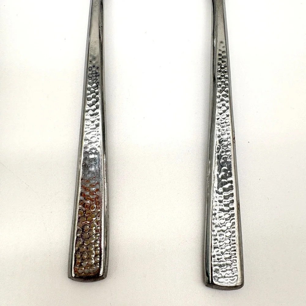 Towle Living Texture Hammered Metal Stainless Steel Soup Spoon Set 4 Flatware